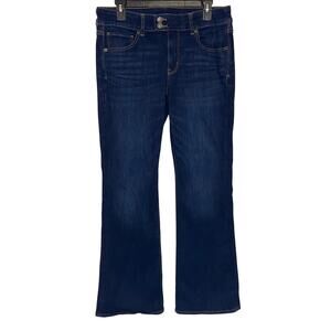 Womens American Eagle Kick Boot Dark Blue Jeans Mid Rise Casual Denim 12 Stretch